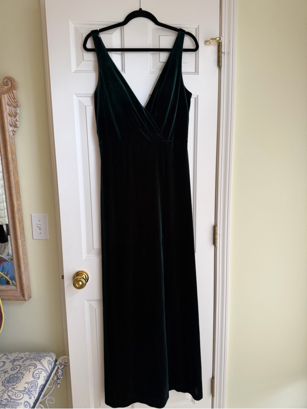 Jenny Yoo Emerald Green Velvet Bridesmaid Gown